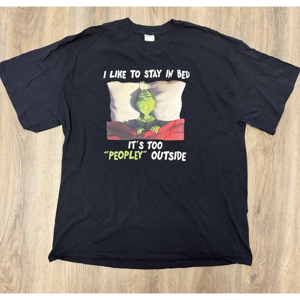 Grinch Peopley Outside Shirt XL Black Gildan Heavy Cotton Christmas Tee
